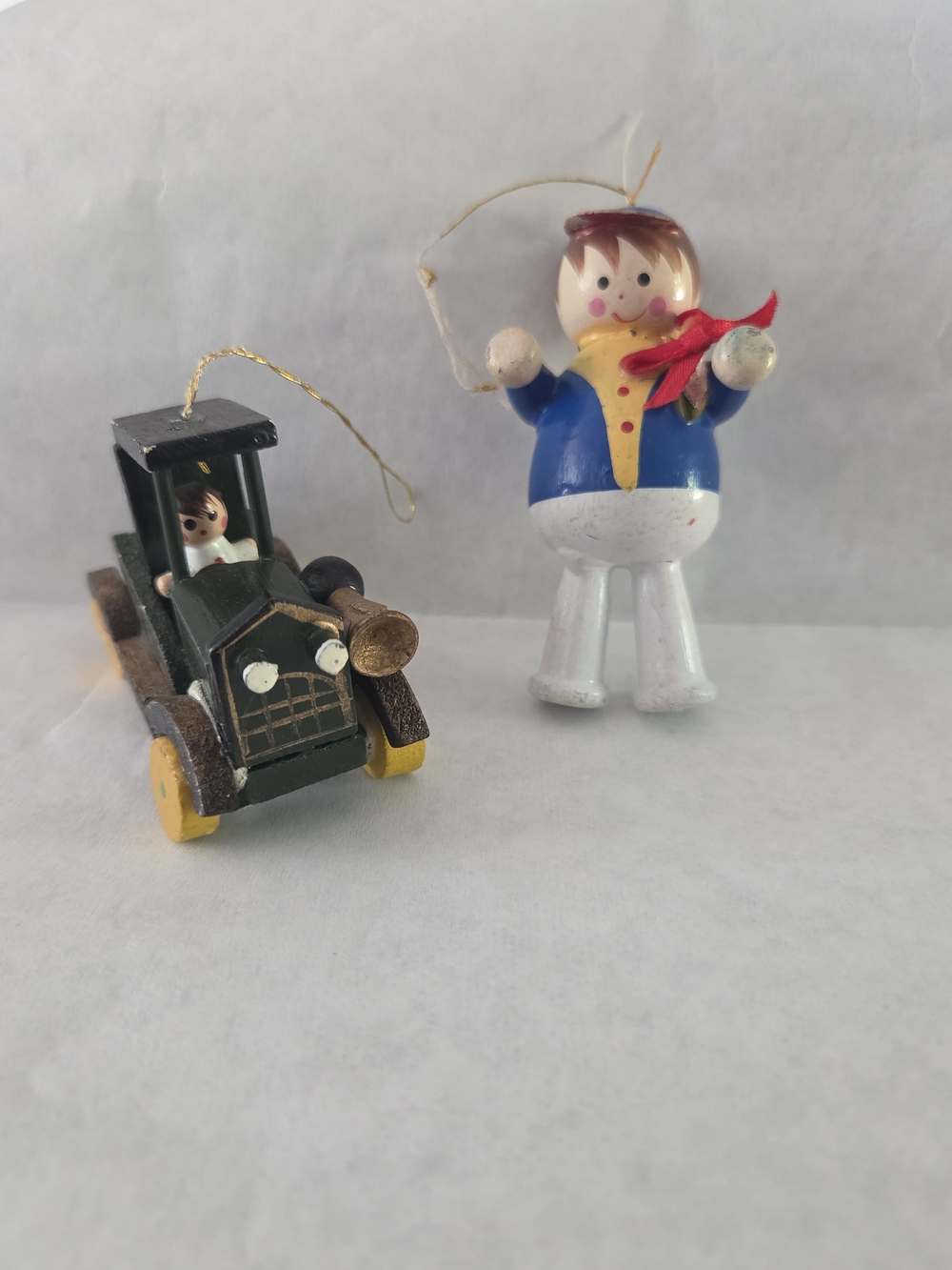 Vintage Wooden Holiday Ornaments Set